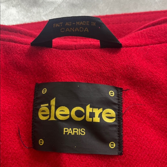 ēlectre Red Long 100% Wool Coat with Belt - Picture 13 of 17